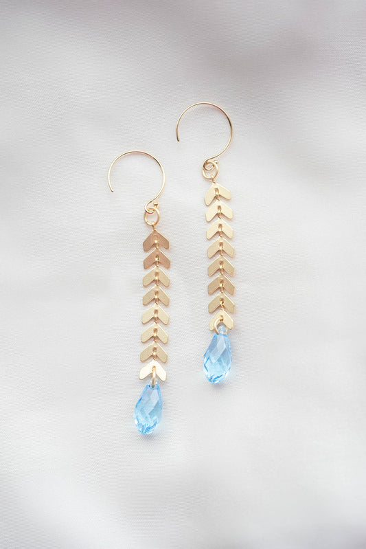 Gold Chevron Drop Blue